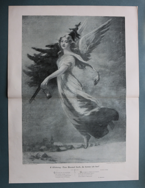 Kunst Druck F Wobring 1900-1905 Vom Himmel hoch, da komm ich her Engel Weihnachten
